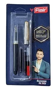 FLAIR Inky Metal GP Liquid Ink Fountain Pen| 2 Jumbo Cartridges & 1 Ink ...