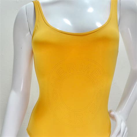 Hermes Logo Orange One Piece Swimsuit For Sale at 1stDibs