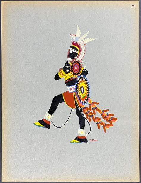 Bid Now: Kiowa Indian Art - Tsa-to-ke, Warrior in Black (Pochoir of ...
