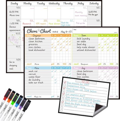 Buy Magnetic Dry Erase Chore Chart and Monthly Planner Calendar Bundle for Fridge-Chore Chart ...