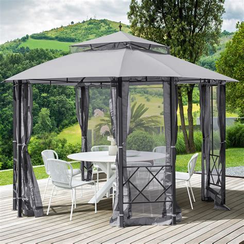 EROMMY 12'x10' Patio Gazebo, Heavy Duty Outdoor Canopy With Mesh ...
