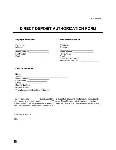 Direct Deposit Forms Printable - Printable Tax Form