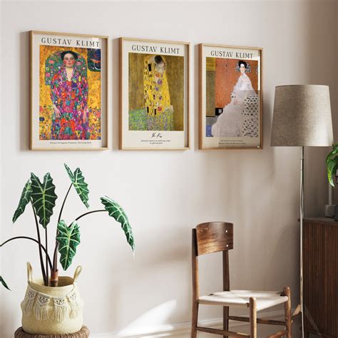 Golden Gallery Wall Set Of 3 | Gustav Klimt Wall Art Set – Nook At You