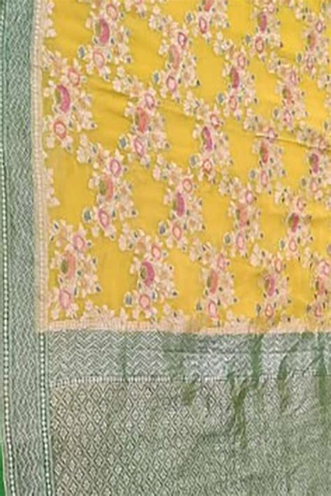 Yellow Handloom Banarasi Georgette Saree