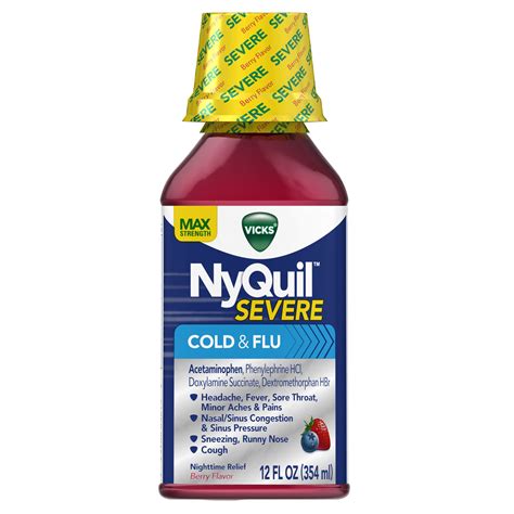 Vicks NyQuil Severe Cough, Cold, Flu, Medicine, Berry, 12 fl oz, - Walmart.com - Walmart.com