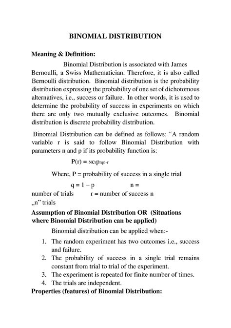 Binomial Distribution - BINOMIAL DISTRIBUTION Meaning & Definition ...