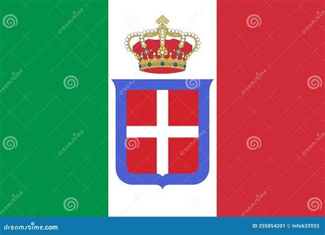 Flag of Italy 1861 1946 Crowned, Europe. Flag Representing Extinct Country, Ethnic Group or ...