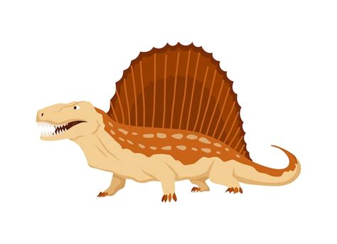 Dimetrodon dinosaurus plat pictogram. Gekleurd geïsoleerd prehistorisch ...