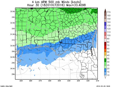 WRF ARW 4KM 500MB Winds