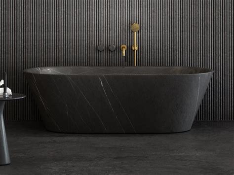 MUSE | Pietra Grey marble bathtub Freestanding oval Pietra Grey marble ...