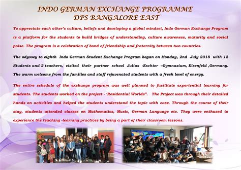 INDO GERMAN EXCHANGE PROGRAMME - DPS BANGALORE