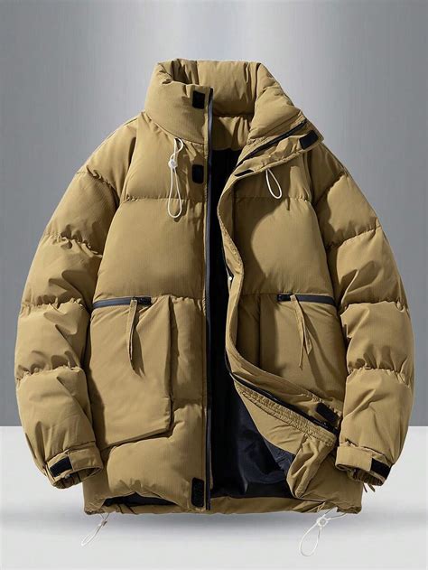 Men's Winter Fashion Simple Solid Color Symmetrical Zipper Large Pocket ...