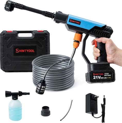 Amazon.com : 21V Cordless Power Washer, 4.0 Ah Battery Small Power Washer,600-Psi,6-in-1 Nozzle ...