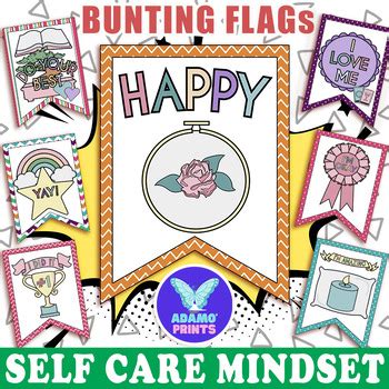 Self Care Rewards Bunting Flags Growth Mindset Classroom Bulletin Board ...