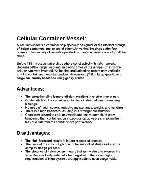 Cellular Container Vessel: Design, Operation, and Cargo Management ...