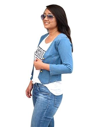 Buy Aarti Collections Stylish 3/4 Sleeve Light Blue Denim Jacket for ...
