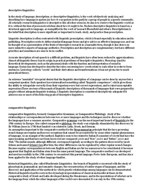 Descriptive Linguistics | PDF | Anthropology | Linguistics