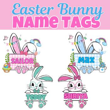 EDITABLE Pastel Easter Bunny Name Tags Cubby Tag Supply Labels Gift Tag