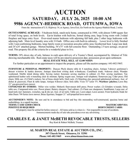 July Auctions - Al Martin