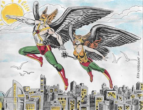 Hawkman and Hawkgirl-Hawkwoman Silver Age Bronze Age pin-up commission ...
