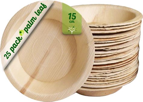 Buy 25 Round Palm Leaf Plates of 6. Disposable Plates. Rustic Wooden ...