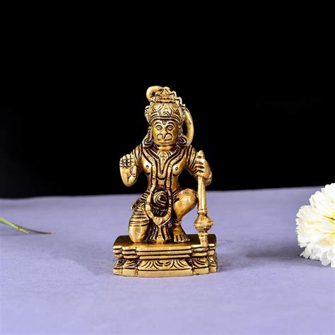 BRASS BLESSING SUPERFINE HANUMAN IDOL OFFICE/TABLE DECOR - Vedansh Craft