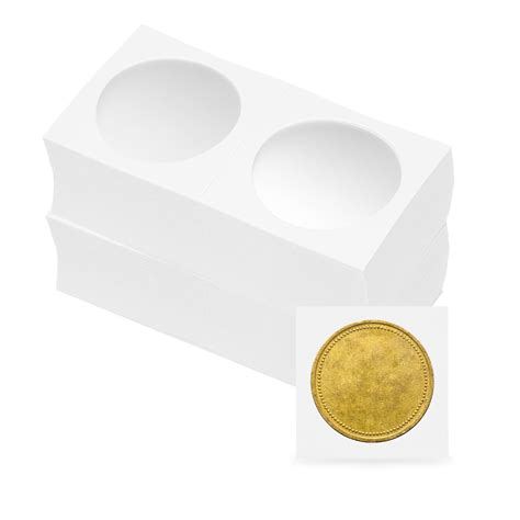 Coin Flips 2" x 2", 100 Pack Cardboard Coin Holder for 40mm/ 1.6" Coin ...