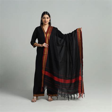 Cotton Black Dharwad Kurta Set with Palazzo & Dupatta