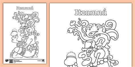 Maya God Colouring Page - History - Twinkl