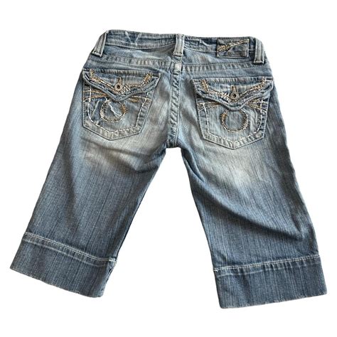 vintage y2k denim low rise capris ·:*¨༺ ♱ ♱... - Depop