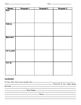 Guided Planning Sheet for Argumentative Essays by The School Mate