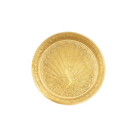 Giri - Brass Pin Tray | Pin Tray with Peacock | Tray For Pooja