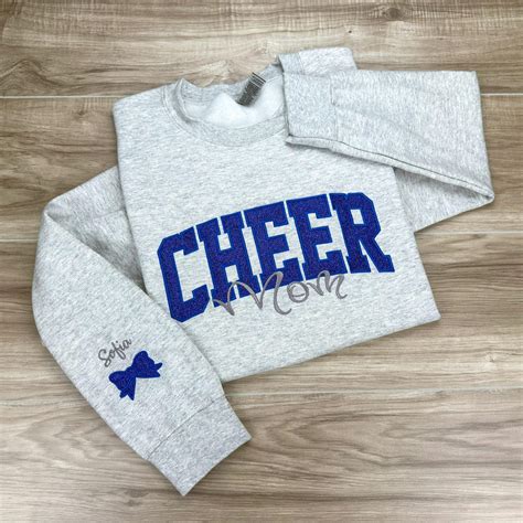 Custom Embroidered Glitter Cheer Mom Sweatshirt | Embroidered With ...