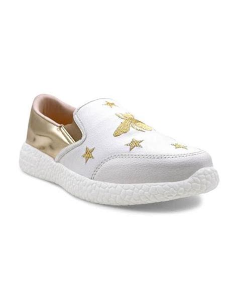 Kazarmax White Bee Embroidered Slip On Loafers For Infants-Extra 5% Off ...