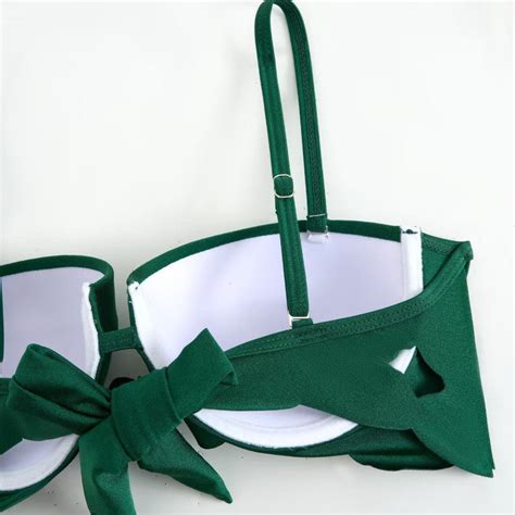 Green Solid High Waisted Bikini Set With Beach Skirt – The Curvves