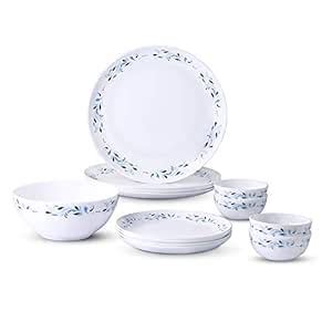 Larah by Borosil - Moon Series, Skyleaf 13 Pieces Opalware Dinner Set ...