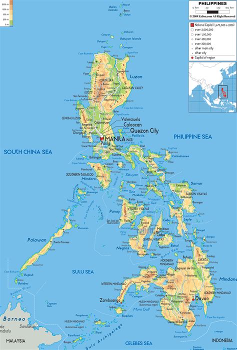 Physical Map of Philippines - Ezilon Maps
