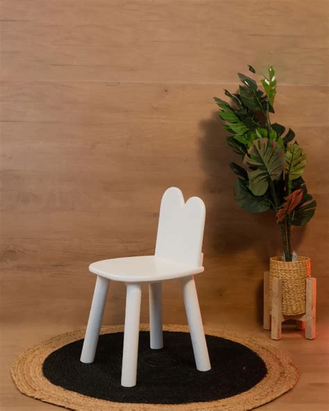 Jairi Traders Wooden kids curve white Chair
