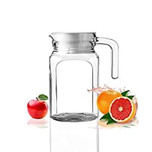 Buy Pure Source India Glass Water Jug with Lid Pitcher Hot Milk Carafe ...