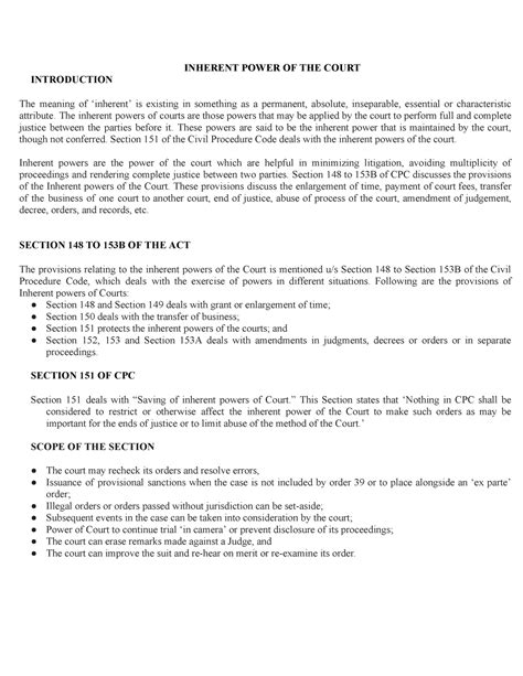 Inherent powres notes stu - INHERENT POWER OF THE COURT INTRODUCTION ...