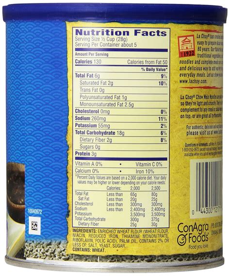 la choy chow mein noodles nutrition