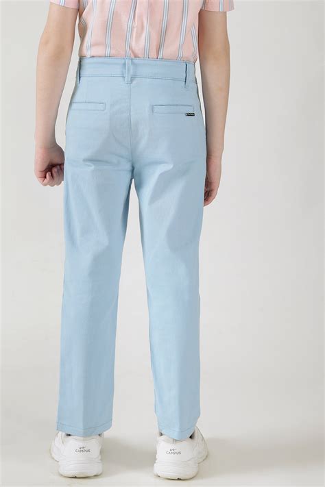 Buy Boys Blue Regular Fit Solid Chinos | One Friday