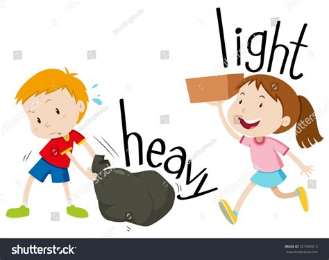 Opposite Adjectives Heavy And Light Illustration - 331505513 : Shutterstock