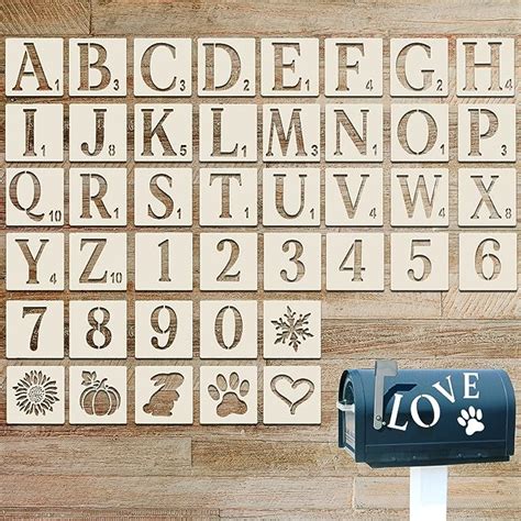 Prasacco 42 Pieces Alphabet and Numbers Stencils, 2 INCH Reusable ...