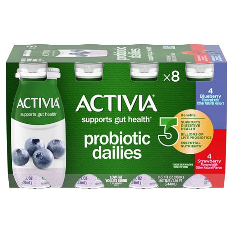 Activia Probiotic Daily Strawberry & Blueberry Lowfat Yogurt Drinks ...