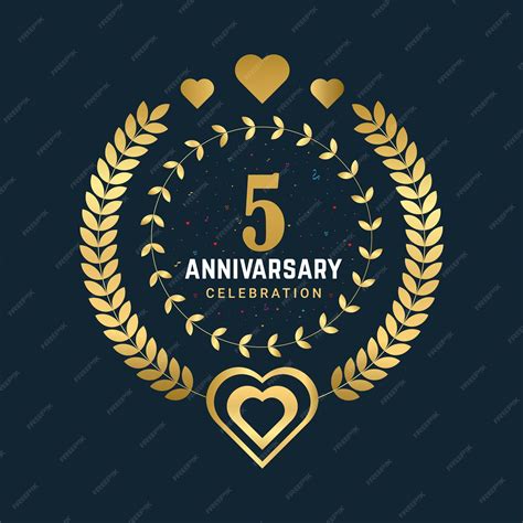 Premium Vector | 5 year anniversary celebration design with golden ...