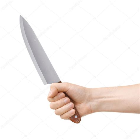 Hand holding a knife on a white background Stock Photo by ©akinshin ...