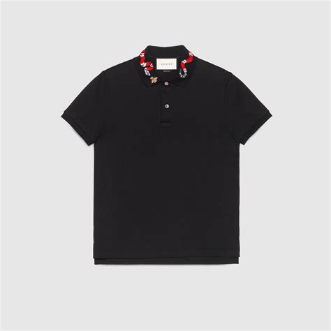 Cotton polo with snake embroidery - Gucci Men's T-shirts & Polos ...