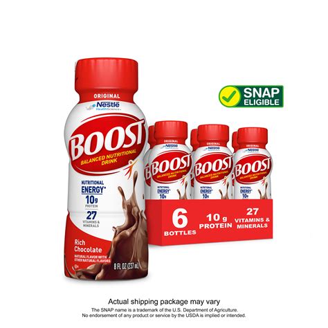BOOST Original High Calorie Shakes, Rich Chocolate, 10 g Protein, 6 ...