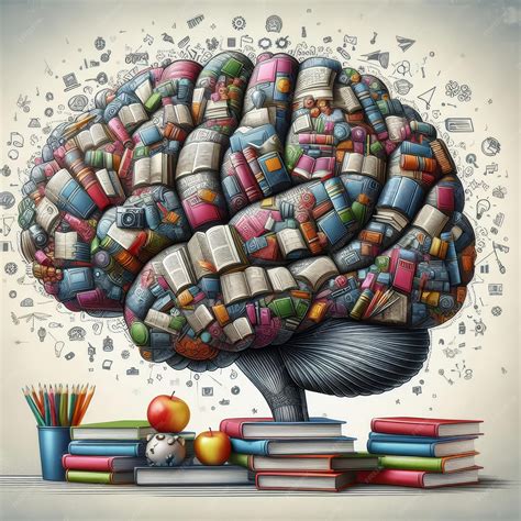Premium Photo | Educational Poster Material A Brain Made of Books ...